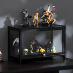 Elegant Black Bamboo Clear Figure Display Cabinet