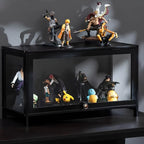 Elegant Black Bamboo Clear Figure Display Cabinet