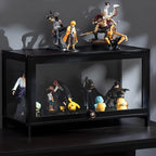 Elegant Black Bamboo Clear Figure Display Cabinet