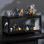 Elegant Black Bamboo Clear Figure Display Cabinet