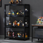 Elegant Black Bamboo Clear Figure Display Cabinet