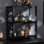 Elegant Black Bamboo Clear Figure Display Cabinet