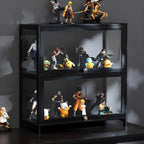 Elegant Black Bamboo Clear Figure Display Cabinet