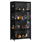 Elegant Black Bamboo Clear Figure Display Cabinet