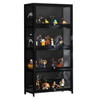 Elegant Black Bamboo Clear Figure Display Cabinet