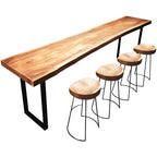 Scandinavian Brown Wooden Black Metal Base Bar Tables