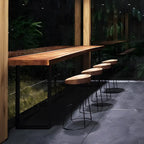 Scandinavian Brown Wooden Black Metal Base Bar Tables