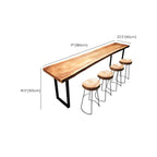 Scandinavian Brown Wooden Black Metal Base Bar Tables