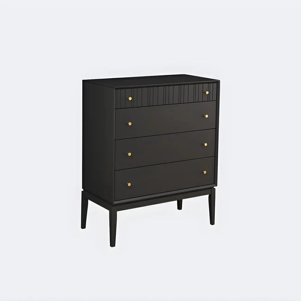 Classic Black Wooden Bachelor Chest with Drawers for Bedroom