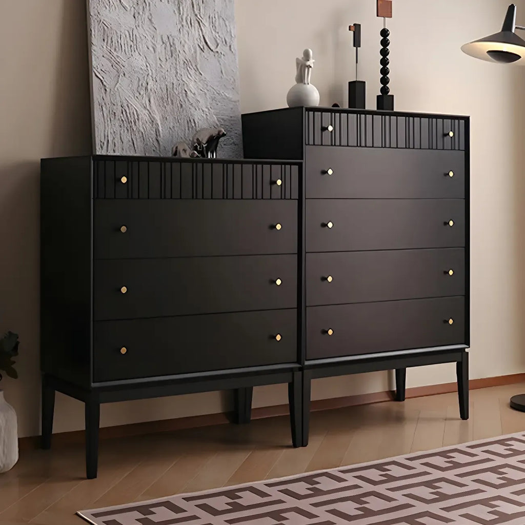 Classic Black Wooden Bachelor Chest with Drawers for Bedroom