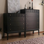 Classic Black Wooden Bachelor Chest with Drawers for Bedroom
