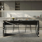 Elegant Black Marble Double Pedestal Bar Table
