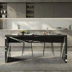 Elegant Black Marble Double Pedestal Bar Table