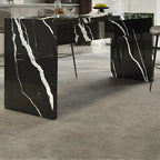 Elegant Black Marble Double Pedestal Bar Table