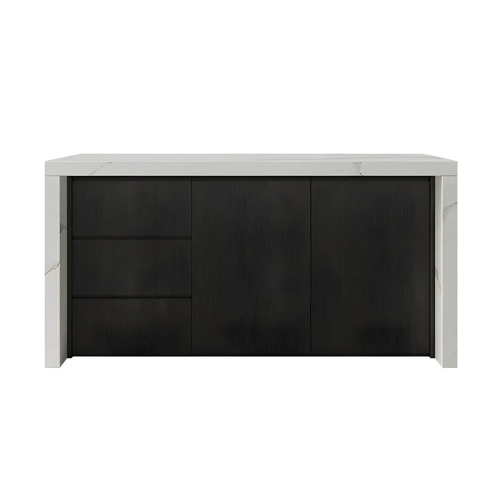 Modern Marble Top Wood Storage Bar Tables for Kitchen
