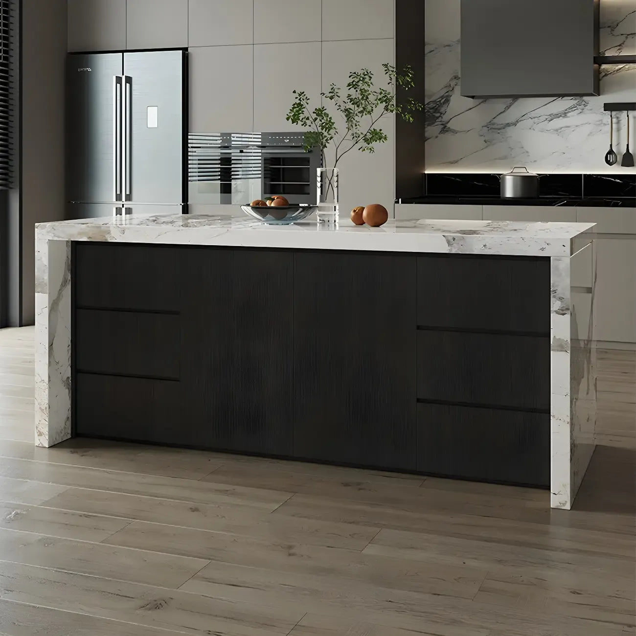 Modern Marble Top Wood Storage Bar Tables for Kitchen