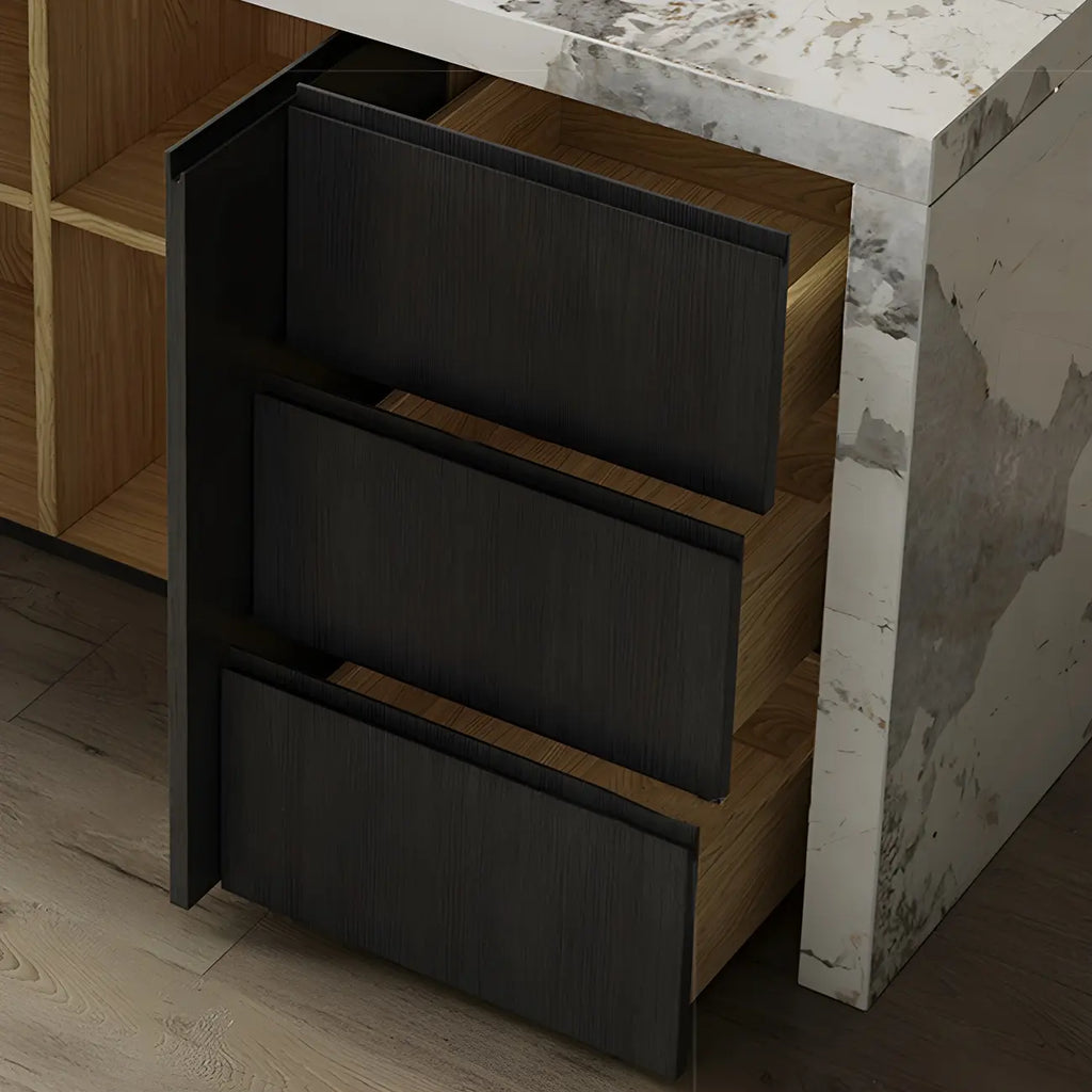 Modern Marble Top Wood Storage Bar Tables for Kitchen