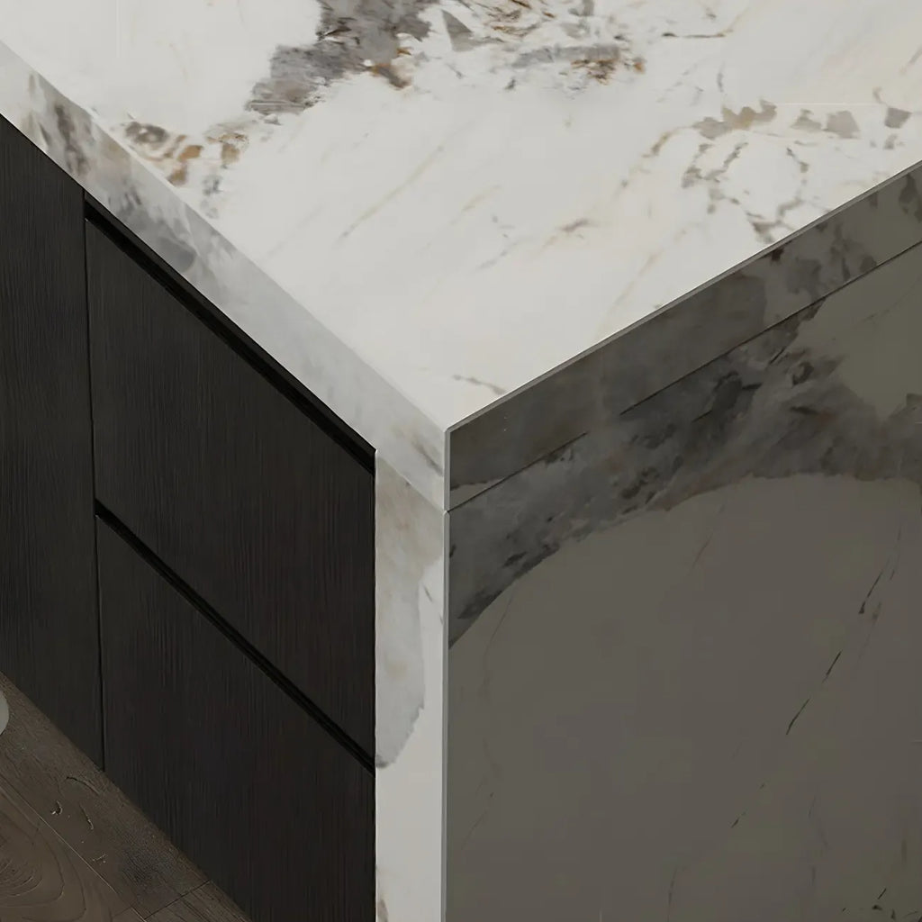 Modern Marble Top Wood Storage Bar Tables for Kitchen