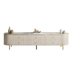 6-Drawer Contemporary White Stone TV Stand with Legs
