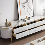 6-Drawer Contemporary White Stone TV Stand with Legs