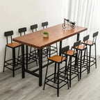 Pine Wood Industrial Trestle Base Bar Table