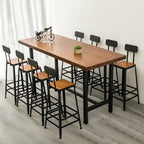 Pine Wood Industrial Trestle Base Bar Table