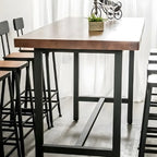 Pine Wood Industrial Trestle Base Bar Table