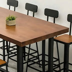 Pine Wood Industrial Trestle Base Bar Table