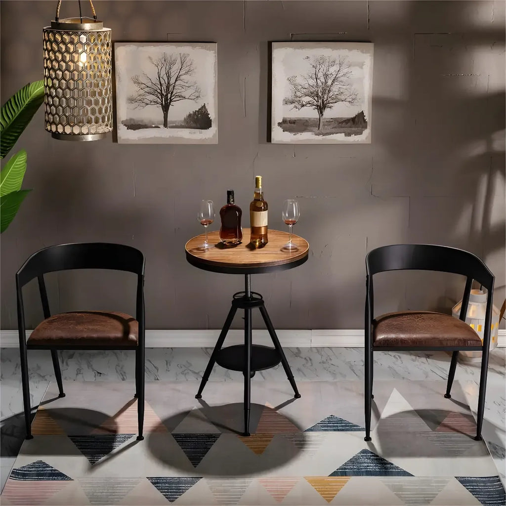 Adjustable Industrial Rustic Wood Bar Table for Home Pub