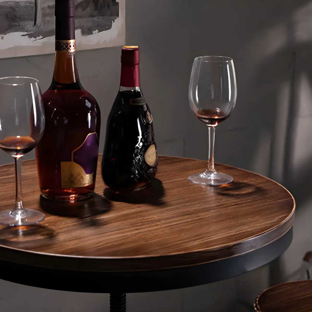 Adjustable Industrial Rustic Wood Bar Table for Home Pub
