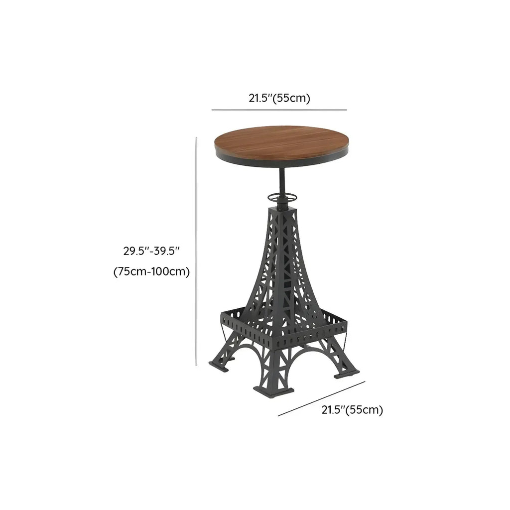 Adjustable Industrial Rustic Wood Bar Table for Home Pub