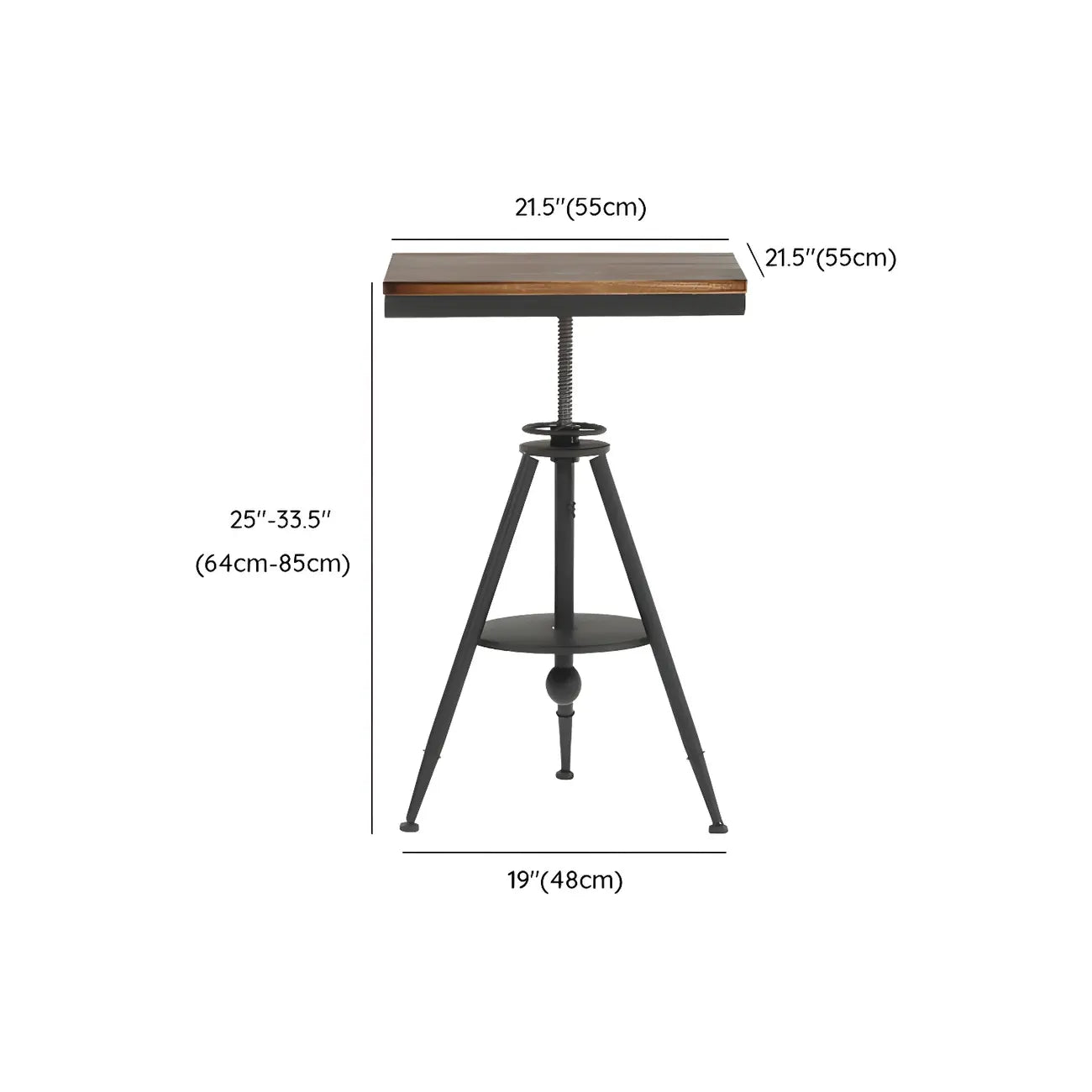 Adjustable Industrial Rustic Wood Bar Table for Home Pub