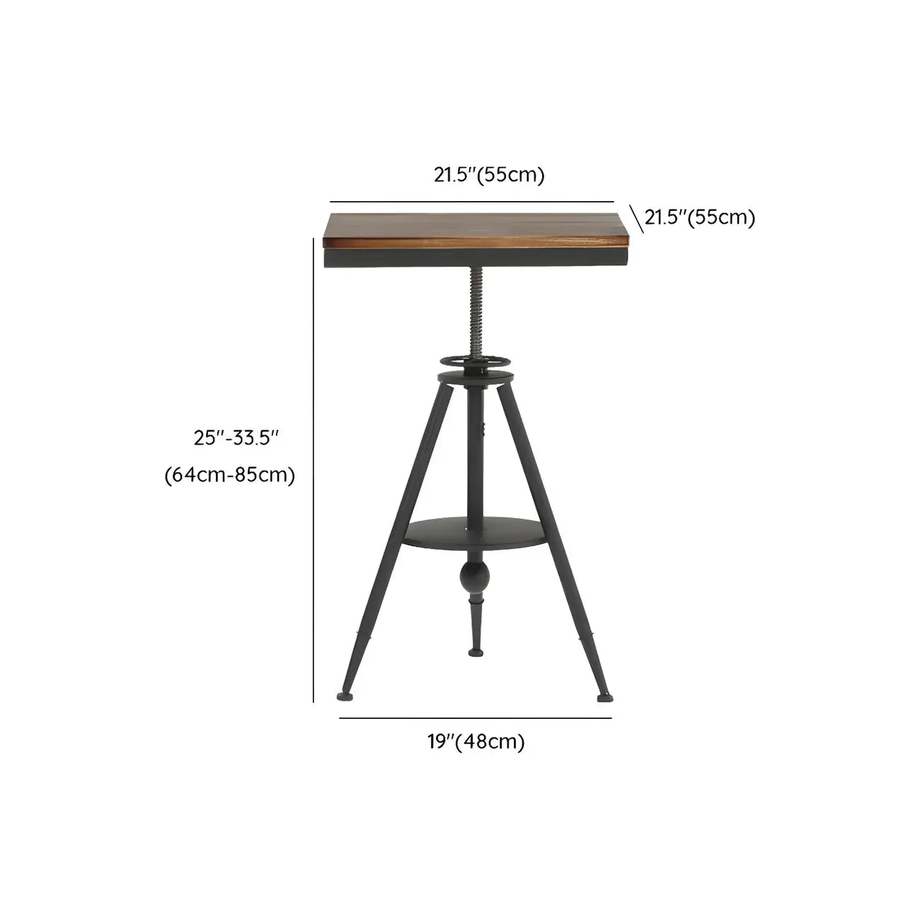 Adjustable Industrial Rustic Wood Bar Table for Home Pub