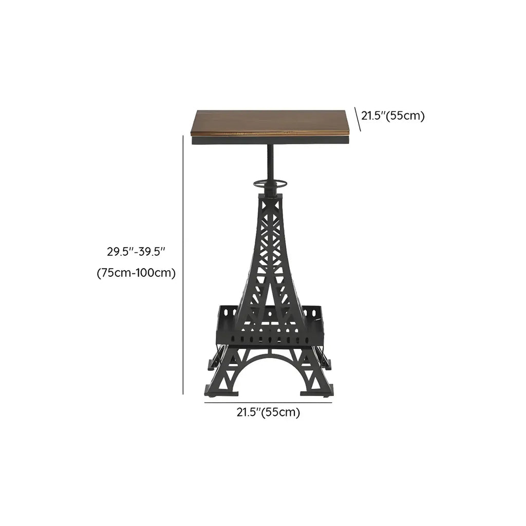 Adjustable Industrial Rustic Wood Bar Table for Home Pub