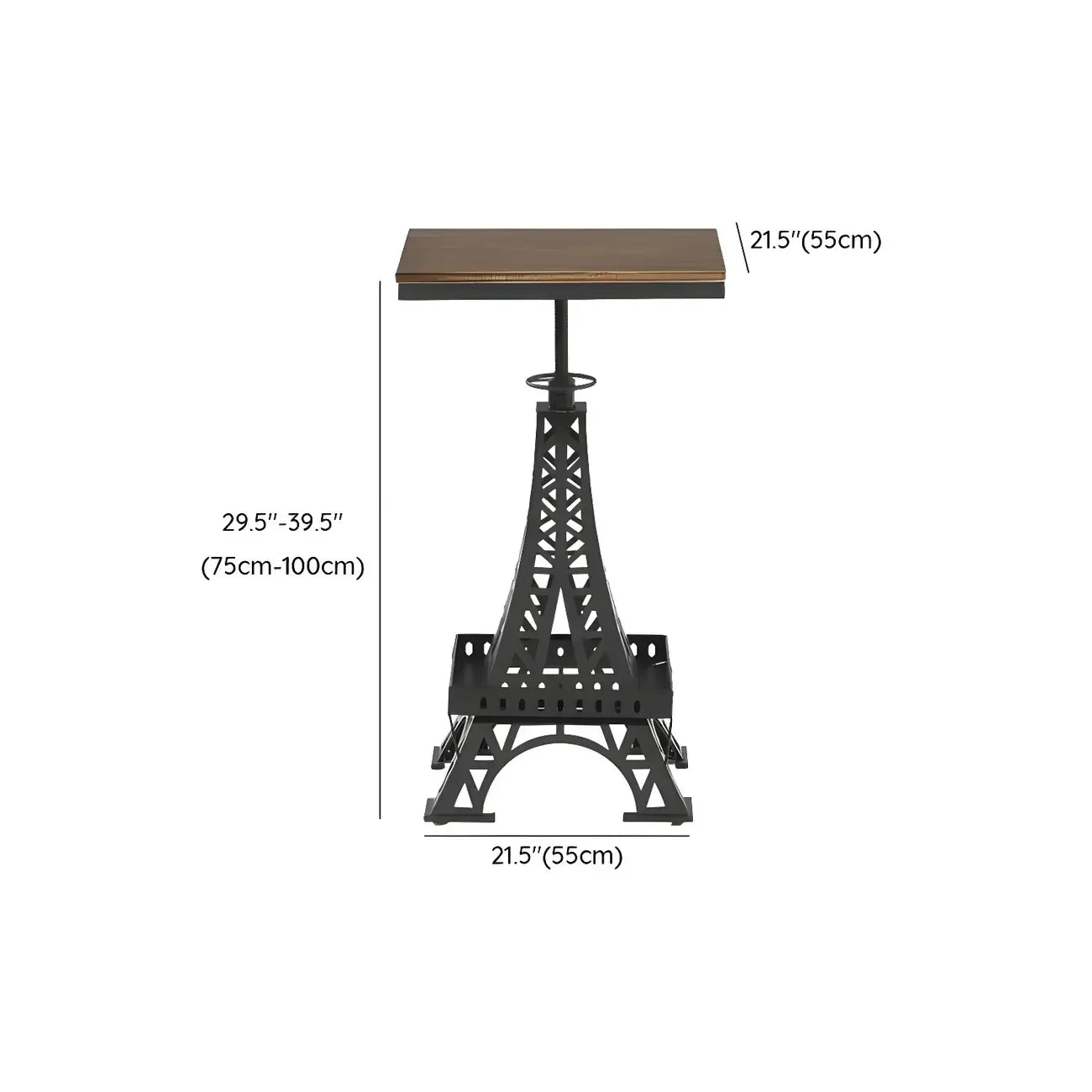 Adjustable Industrial Rustic Wood Bar Table for Home Pub