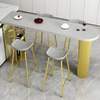 Glam Brown Wooden Free Form White Iron Storage Bar Tables