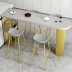 Glam Brown Wooden Free Form White Iron Storage Bar Tables