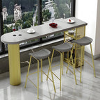 Glam Brown Wooden Free Form White Iron Storage Bar Tables