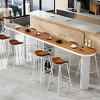 Glam Brown Wooden Free Form White Iron Storage Bar Tables