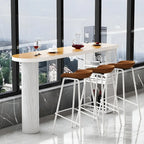 Glam Brown Wooden Free Form White Iron Storage Bar Tables