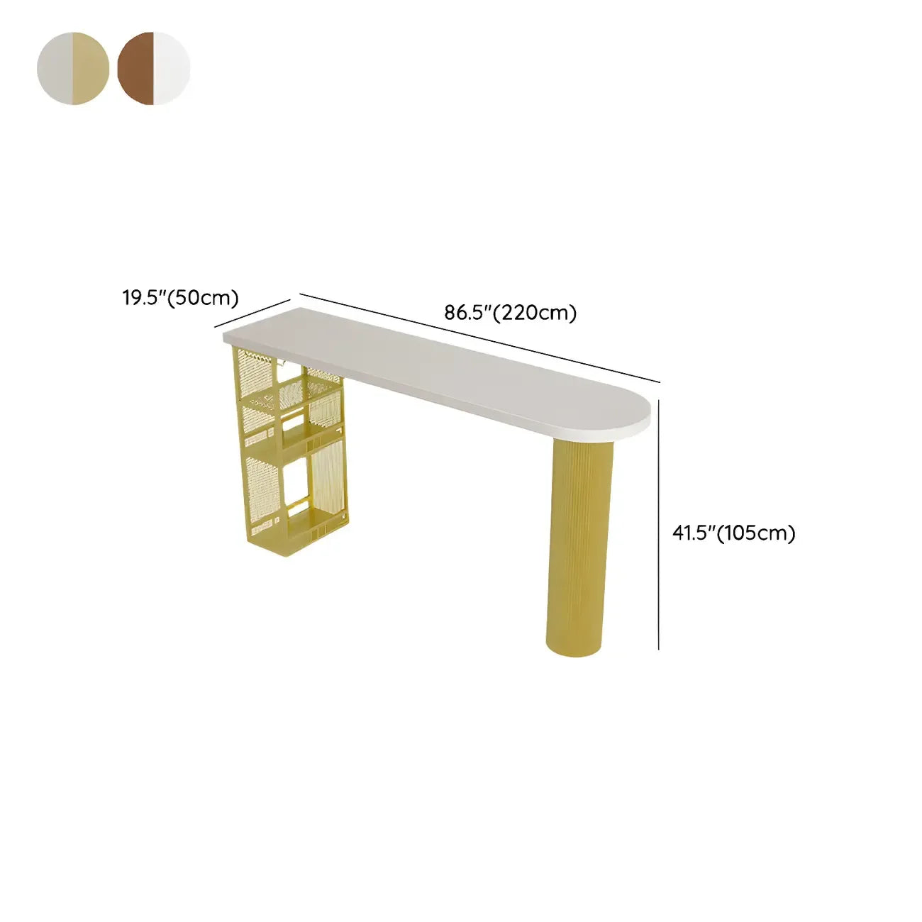 Glam Brown Wooden Free Form White Iron Storage Bar Tables