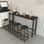 Rectangular Natural Wood Metal Trestle Bar Tables
