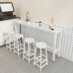Rectangular Natural Wood Metal Trestle Bar Tables