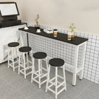 Rectangular Natural Wood Metal Trestle Bar Tables