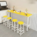 Rectangular Natural Wood Metal Trestle Bar Tables