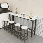 Rectangular Natural Wood Metal Trestle Bar Tables