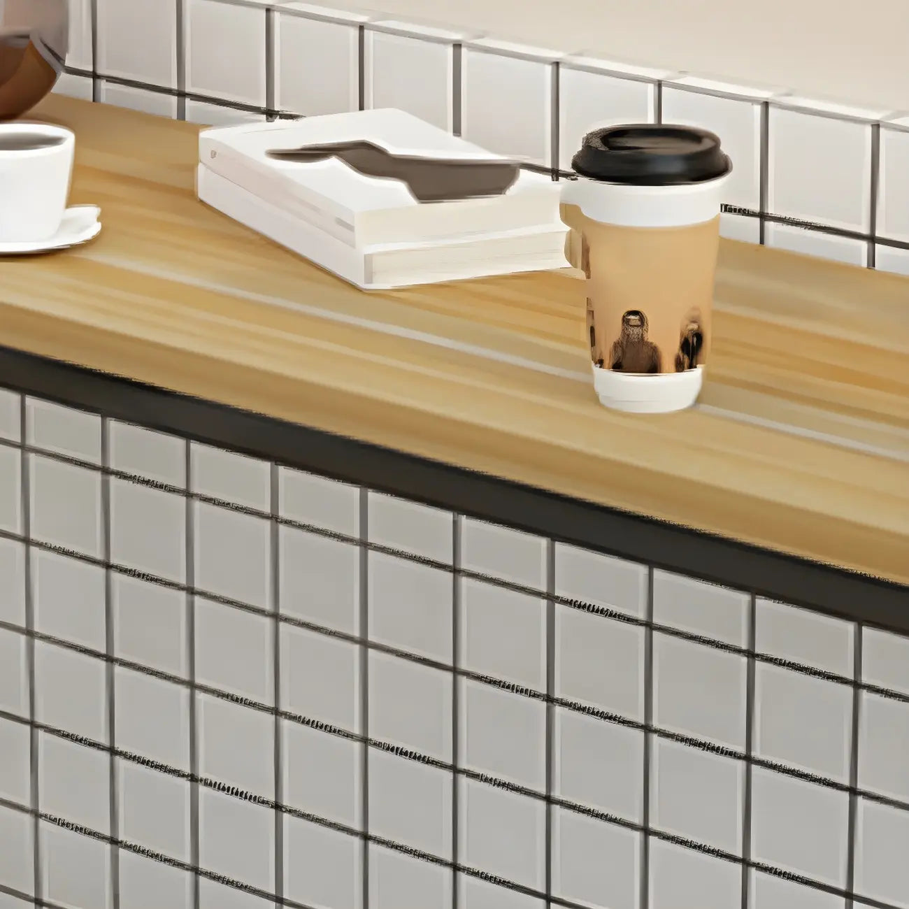 Rectangular Natural Wood Metal Trestle Bar Tables