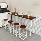 Rectangular Natural Wood Metal Trestle Bar Tables