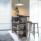 Industrial Brown Wooden 3-Tier Rear Shelf Bar Tables