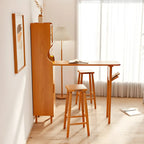 Scandinavian Natural Cherry Wood Storage Bar Tables